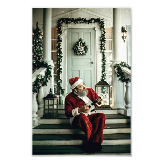 Impression Photo Le Père Noël joue de la musique (Devant)
