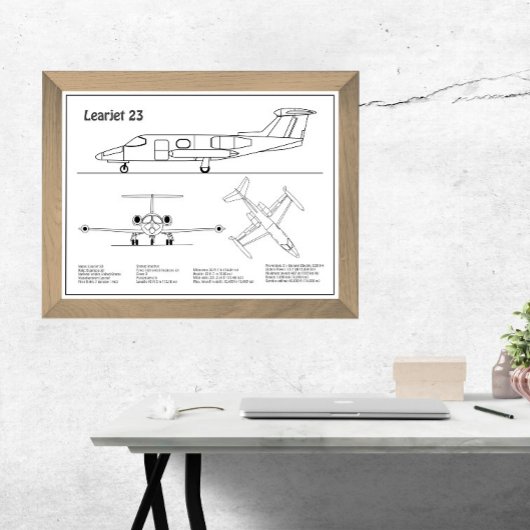 Impression Photo Learjet 23 - Plan de dessin du plan d'avion BD