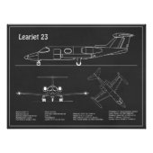 Impression Photo Learjet 23 - Plans de dessin de blueprint d'avion  (Devant)