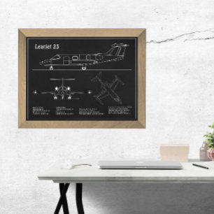 Impression Photo Learjet 23 - Plans de dessin de blueprint d'avion