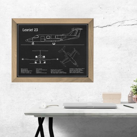 Impression Photo Learjet 23 - Plans de dessin de blueprint d'avion 