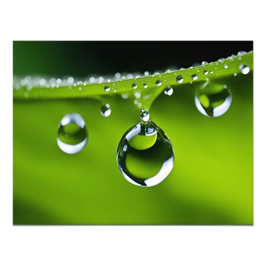 Impression Photo L'eau chute sur les feuille (Devant)