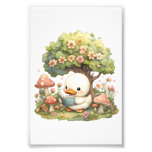 Impression Photo Lecture de canard sous un arbre - Whimsical et Rel (Devant)