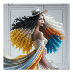 Impression Photo L'élégance en contraste, une femme à Haired Courli