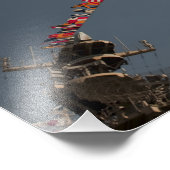 Impression Photo Les drapeaux survolent le pont de l'USS Iwo Jima (Coin)