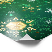 Impression Photo Les flocons dorés de Noël sur l'Arrière - plan ver (Coin)