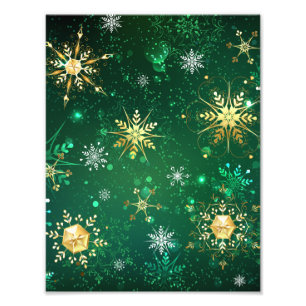 Impression Photo Les flocons dorés de Noël sur l'Arrière - plan ver