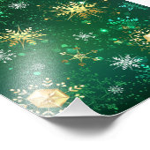 Impression Photo Les flocons dorés de Noël sur l'Arrière - plan ver (Coin)
