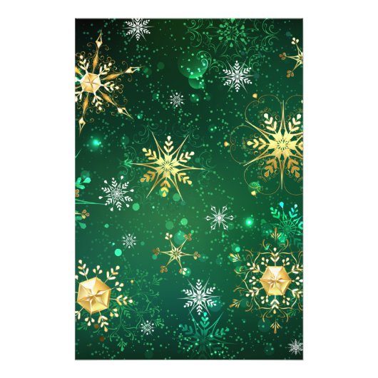 Impression Photo Les flocons dorés de Noël sur l'Arrière - plan ver (Devant)