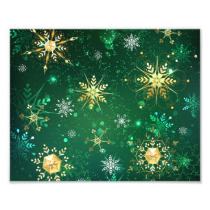 Impression Photo Les flocons dorés de Noël sur l'Arrière - plan ver