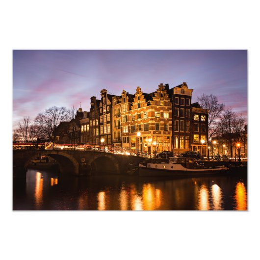 Impression Photo Les maisons du canal d'Amsterdam à tirage au crépu (Devant)