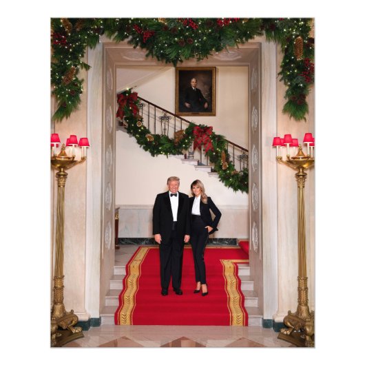 Impression Photo Les pas de Noël Président Donald Trump & Melania (Devant)