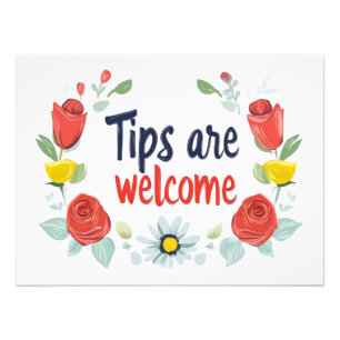 Impression Photo Les Pourboires Sont Les Bienvenus Roses Rouges