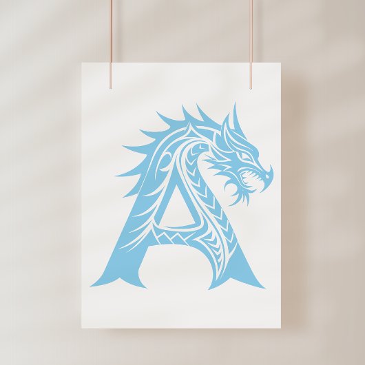 Impression Photo Lettre A de style dragon, alphabet du dragon, mono