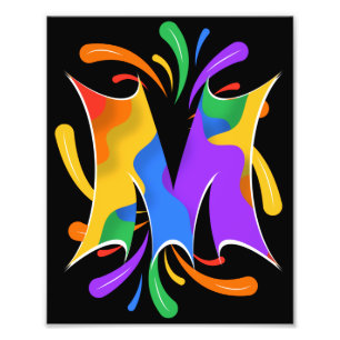 Impression Photo Lettre arc-en-ciel M Monogramme Abstrait