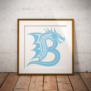 Impression Photo Lettre B de style dragon, alphabet du dragon, mono