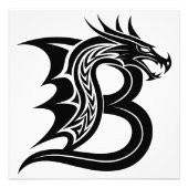 Impression Photo Lettre B de style dragon, alphabet du dragon, mono (Devant)