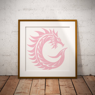 Impression Photo Lettre C de style dragon, alphabet du dragon, mono