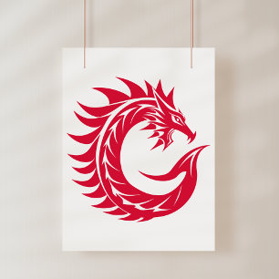 Impression Photo Lettre C de style dragon, alphabet du dragon, mono