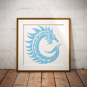Impression Photo Lettre C de style dragon, alphabet du dragon, mono