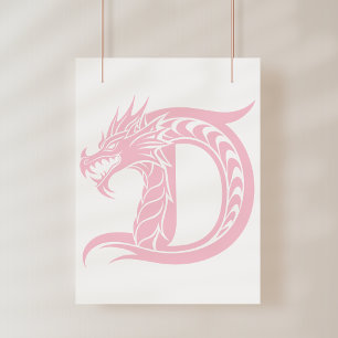 Impression Photo Lettre D de style dragon, alphabet du dragon, mono