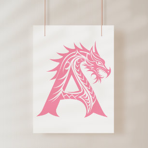 Impression Photo Lettre de style dragon A, Alphabet du dragon, Mono