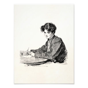 Impression Photo Lettre d'écriture vintage Gibson Girl Edwardian Wo