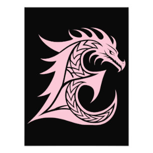 Impression Photo Lettre E de style dragon, alphabet dragon, monogra