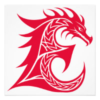 Lettre E de style dragon, alphabet du dragon, mono