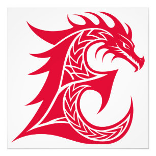 Impression Photo Lettre E de style dragon, alphabet du dragon, mono
