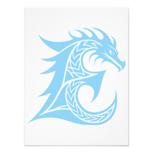 Impression Photo Lettre E de style dragon, Alphabet du dragon, Mono
