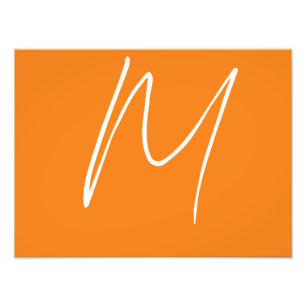 Impression Photo Lettre initiale Monogramme Style moderne Orange Bl
