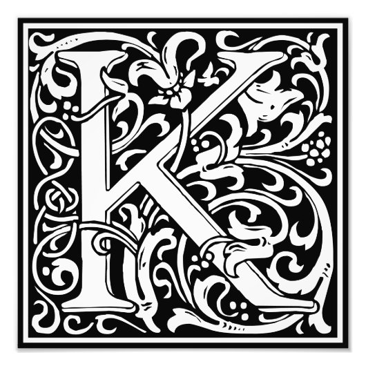 Impression Photo LETTRE MONOGRAPHIQUE EN ALLOCUTION Florale LETTRE (Devant)