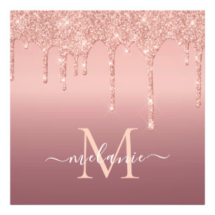 Impression Photo Lettre personnalisée Votre nom Rose Parties scinti