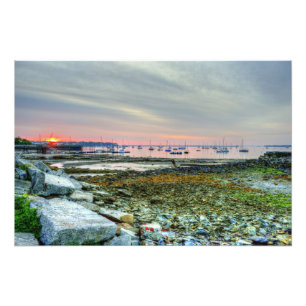 Impression Photo lever de soleil au-dessus de port de rockland