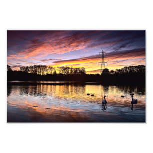 Impression Photo Lever du soleil au lac, Leighton Buzzard (6353)