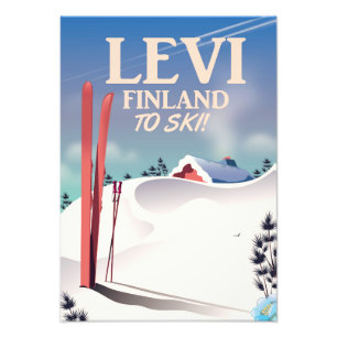 Impression Photo Lévi, affiche de voyage de ski en Finlande
