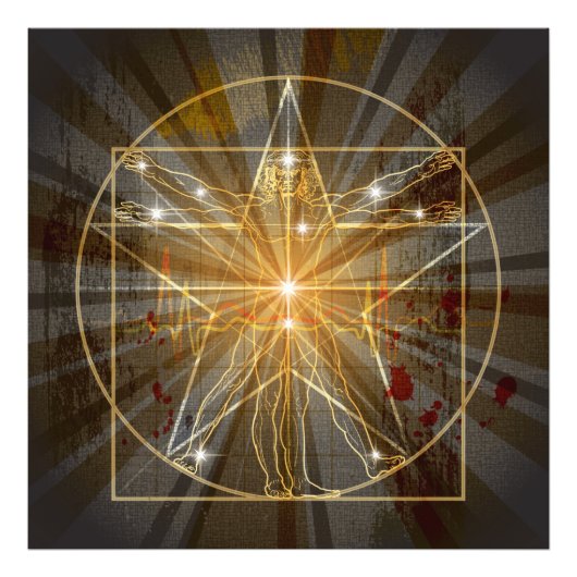 Impression Photo L'Homme Vitruvien En Pentagram (Devant)