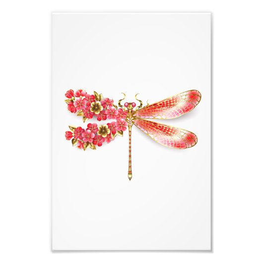 Impression Photo libellule de fleurs avec sakura de bijoux (Devant)
