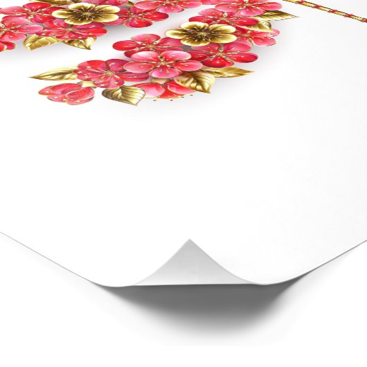 Impression Photo libellule de fleurs avec sakura de bijoux (Coin)