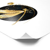 Impression Photo libellule d'or en cercle noir (Coin)