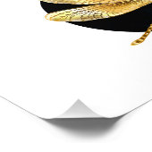 Impression Photo libellule d'or en cercle noir (Coin)