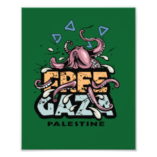 Impression Photo Libérez Gaza Palestine - Illustration de pieuvre