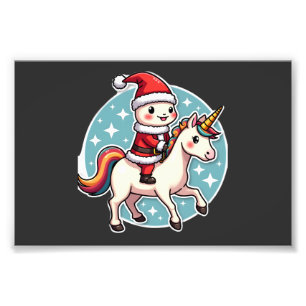 Impression Photo Licorne Axolotl Mignonne Noël Santa Joyeux Noël