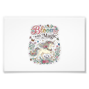 Impression Photo Licorne Fleurir avec la Typographie Vectorielle Pr