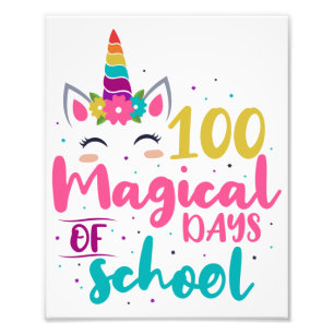 Impression Photo Licorne Mignonne 100 Jours Magiques D'École