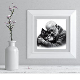 Impression Photo Lien inconditionnel entre un vieil homme et son ch