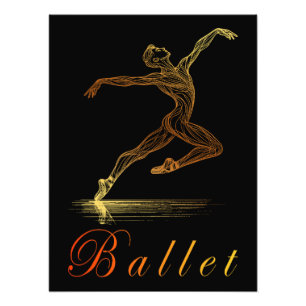 Impression Photo Ligne d'or Ballet Danseuse masculine Illustration