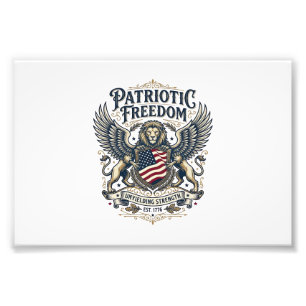 Impression Photo Lion Aigle Patriotique Animal Hybride Gardien Patr