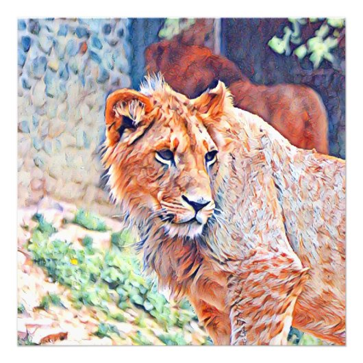 Impression Photo lion d'aquarell (Devant)